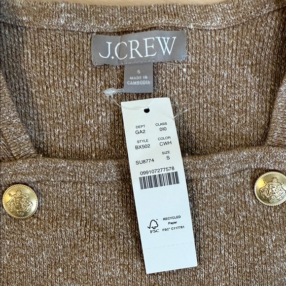 J. Crew Brown Knit Blouse with Gold Accents - Picture 2 of 6